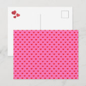 ピンクに赤いハートがいっぱい ポストカード (正面/裏面)