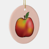 ピンクに赤い漫画のリンゴ セラミックオーナメント (右)