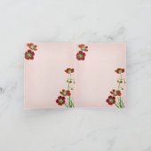 ピンクに赤い野結婚花ありがとう サンキューカード (内部)