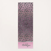ピンクに輝くヒョウパーソナライズされたプリント ヨガマット (正面)