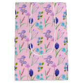 ピンクに青とライラックの花 ミディアムペーパーバッグ (裏面)