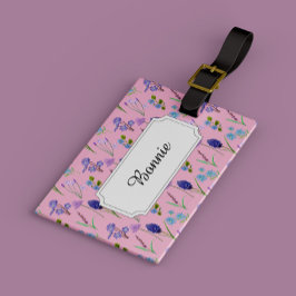 ピンクに青と薄紫の野花。 ラゲッジタグ