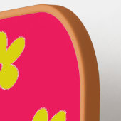 ピンクに黄色の花柄 ピックルボールラケット (左詳細)