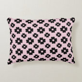 ピンクに黒い花柄 アクセントクッション (正面)