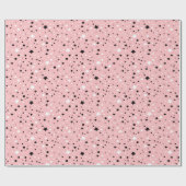 ピンクに黒と白の星 ラッピングペーパー (フラット)