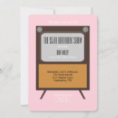 ピンクに95歳の誕生日パーティー招待テレビ 招待状 (正面)