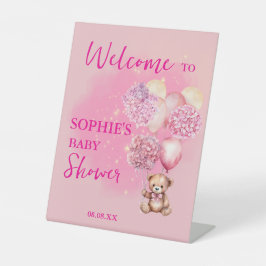 ピンクのあじさいがピンクの風船を待つことができる 台座サイン