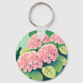 ピンクのあじさいの低木の花 キーホルダー (裏面)