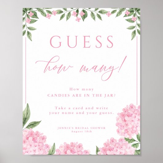 ピンクのあじさいシャワーゲームの数を推測 ポスター (正面)