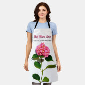 ピンクのあじさいピンク最高ののフローラママ エプロン (着用した状態)