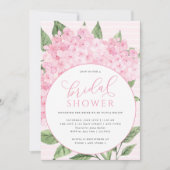 ピンクのあじさい花サークルフレームブライダルシャワー 招待状 (正面)