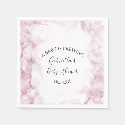 ピンクのあじさい花ベビーは醸造シャワー スタンダードカクテルナプキン (正面)