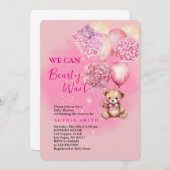 ピンクのあじさい赤ちゃんシャワーを待つことができる 招待状 (正面/裏面)