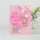 ピンクのあじさい赤ちゃんシャワーを待つことができる 招待状 (スタンド正面)