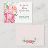 ピンクのあじさい&牡丹「本を持ってくる」赤ちゃんシャワー 紹介カード (正面/裏面)