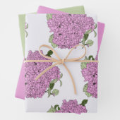 ピンクのあじさい、緑とピンクのラッピングシート ラッピングペーパーシート (インサイチュ)