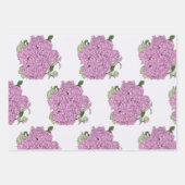 ピンクのあじさい、緑とピンクのラッピングシート ラッピングペーパーシート (正面)