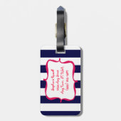 ピンクのいかりのシルエット ラゲッジタグ (裏面縦)
