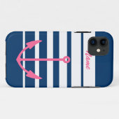 ピンクのいかりのiPhone 5の場合|の濃紺および白 Case-Mate iPhoneケース (裏面(横))