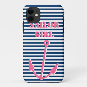 ピンクのいかりのiPhone 5の場合 の船員の女の子 iPhone 11 ケース