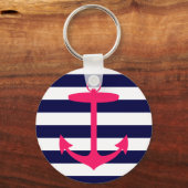 ピンクのいかりシルエット キーホルダー (正面)