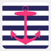 ピンクのいかりシルエット スクエアシール (正面)