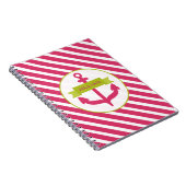 ピンクのいかり及びストライプなノート ノートブック (右側)