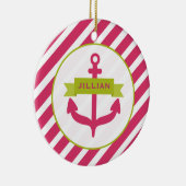ピンクのいかり及びストライプのオーナメント セラミックオーナメント (右)