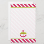 ピンクのいかり及びストライプのパーソナライズな文房具 便箋 (正面/裏面)