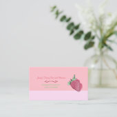 ピンクのいちごのデザインおよびロゴ 名刺 (スタンド正面)