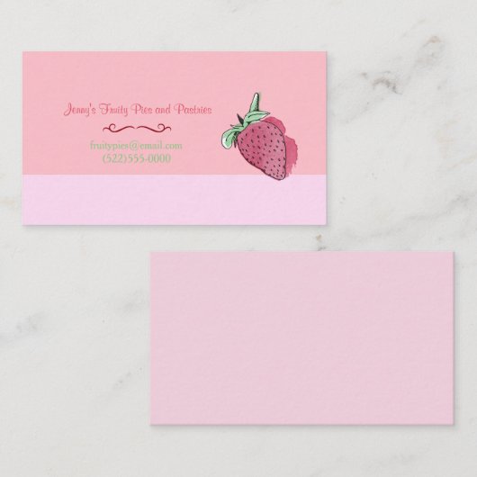 ピンクのいちごのデザインおよびロゴ 名刺 (正面/裏面)
