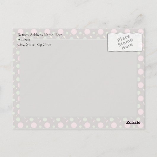 ピンクのおじぎをしたかわいい女の子フクロウ ポストカード (裏面)