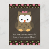 ピンクのおじぎをしたかわいい女の子フクロウ ポストカード (正面)