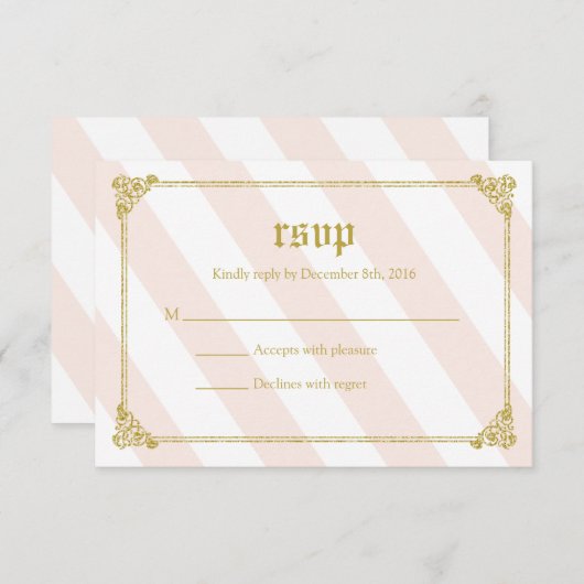 ピンクのおとぎ話のプリンセスのベビーシャワーRSVPカード 出欠カード (正面/裏面)