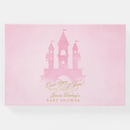 ピンクのおとぎ話の城の赤ちゃんシャワーゲストブック ゲストブック