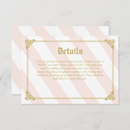 ピンクのおとぎ話の明細カード エンクロージャーカード (正面/裏面)