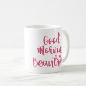 ピンクのおはようの美しいコーヒー・マグ コーヒーマグカップ (正面右)