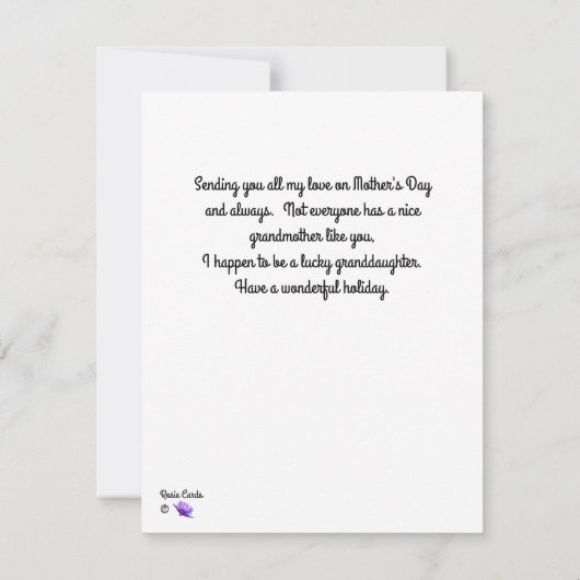 ピンクのおばあちゃんの母の日カード ノートカード (裏面)