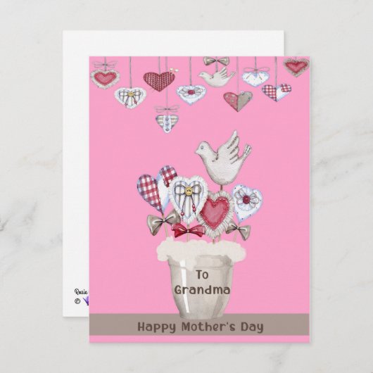 ピンクのおばあちゃんの母の日カード ノートカード (正面/裏面)