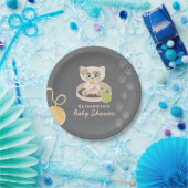 ピンクのおむつのベビーシャワーを浴びた子猫 ペーパープレート (パーティー)