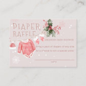 ピンクのおむつラッフルベビーシャワー外は寒い エンクロージャーカード (正面)