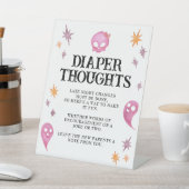 ピンクのおむつ思考ハロウィーン赤ちゃんシャワーサイン 台座サイン (インサイチュ)