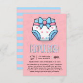 ピンクのおむつBashベビーシャワー 招待状 (正面/裏面)