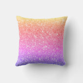 ピンクのおもしろいきらめくパターン、キラキラの星が投げる クッション (裏面)