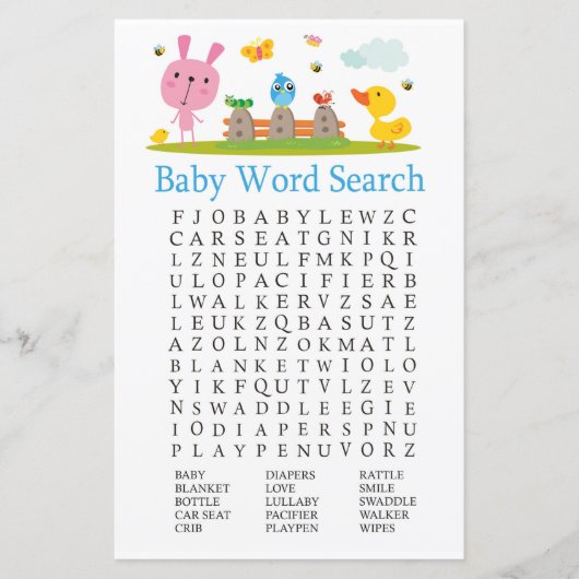 ピンクのおもしろいウサギベビー単語スクランブルゲーム (正面)