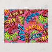 ピンクのおもしろいモダンブライダルシャワー漫画本 インビテーションポストカード (裏面)