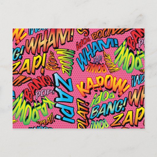 ピンクのおもしろいモダンブライダルシャワー漫画本 インビテーションポストカード (裏面)