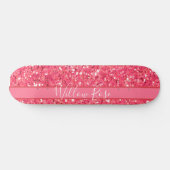 ピンクのおもしろい輝くグリッターパターン、彼女のための贈り物 スケートボード (横)