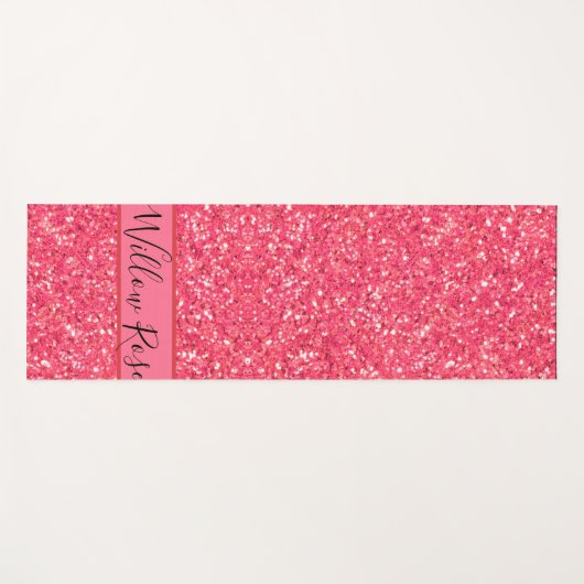 ピンクのおもしろい輝くグリッターパターン、彼女のための贈り物 ヨガマット (正面(横))