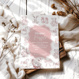 ピンクのおもちゃトイレデジュイベビーシャワーおむつラッフル エンクロージャーカード